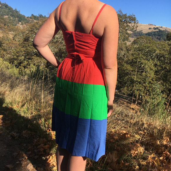 Vintage Red Green and Blue Cotton Sun Dress - Picture 4 of 5